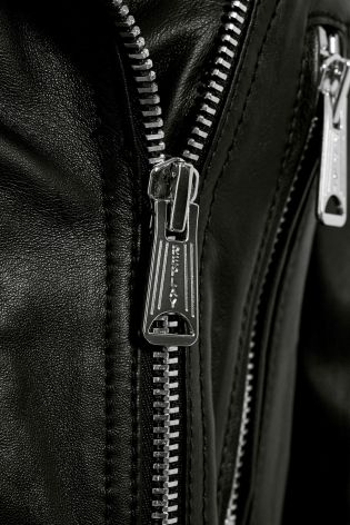 Black Replay Leather Biker Jacket